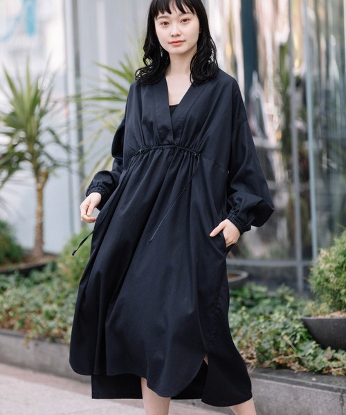 Munich（ミューニック）の「セルロースコットンツイルシャーリングワンピース（ワンピース・レディース・ネイビー/カーキ/ライトベージュ・FREE）」の7枚目の写真