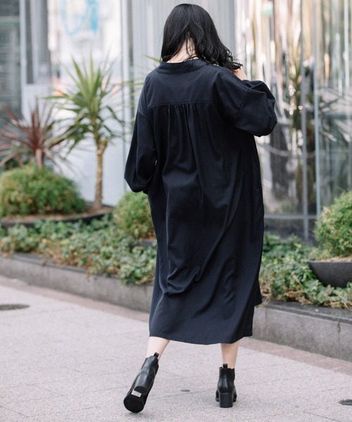 Munich（ミューニック）の「セルロースコットンツイルシャーリングワンピース（ワンピース・レディース・ネイビー/カーキ/ライトベージュ・FREE）」の6枚目の写真