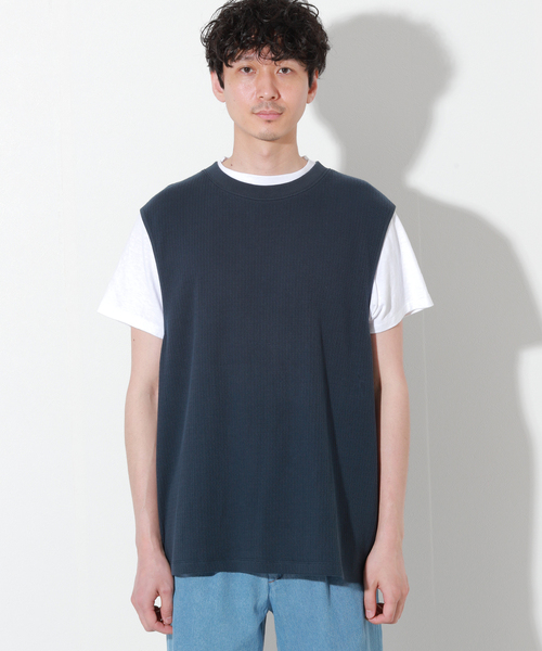 Oriens JOURNAL STANDARD（オリエンス ジャーナルスタンダード）の「スリーブレストップス / Sleeve Less Tops（ベスト・メンズ・ホワイト/ブラック/ネイビー・MEDIUM/LARGE）」の4枚目の写真