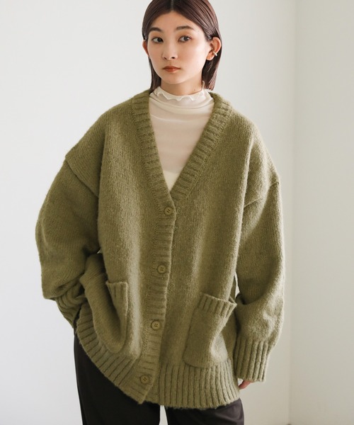 select MOCA（セレクトモカ）の「Vネックカラーニットカーディガン（カーディガン/ボレロ・レディース・オリーブ/オレンジ・FREE）」の13枚目の写真