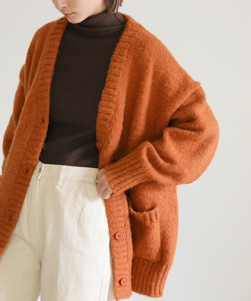 select MOCA（セレクトモカ）の「Vネックカラーニットカーディガン（カーディガン/ボレロ・レディース・オリーブ/オレンジ・FREE）」の7枚目の写真