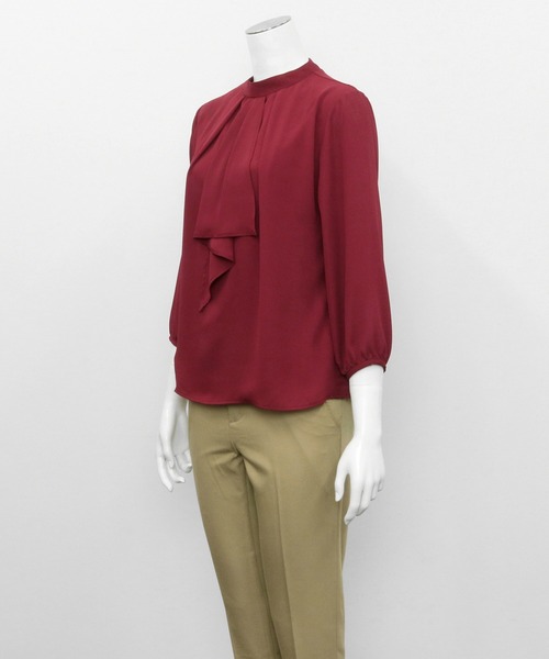 TOKYO SHIRTS（トウキョウシャツ）の「フリルボウタイ 七分袖カジュアルシャツ（シャツ/ブラウス・レディース・シルバーグレー/ワインレッド・M/L）」の7枚目の写真