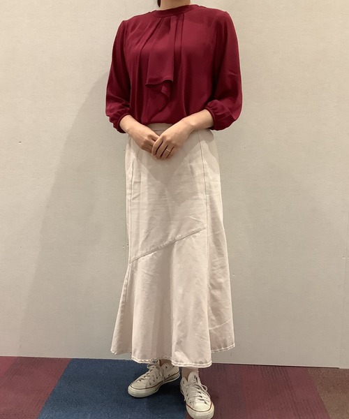 TOKYO SHIRTS（トウキョウシャツ）の「フリルボウタイ 七分袖カジュアルシャツ（シャツ/ブラウス・レディース・シルバーグレー/ワインレッド・M/L）」の18枚目の写真