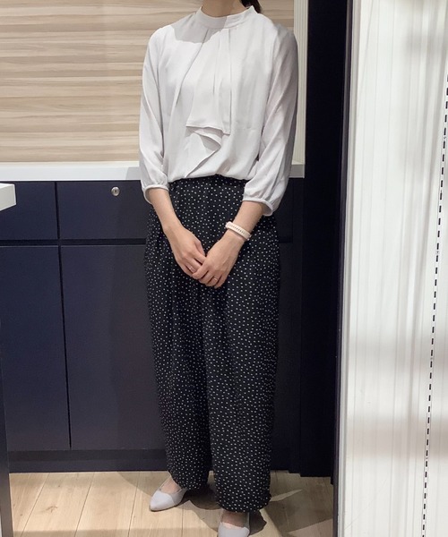 TOKYO SHIRTS（トウキョウシャツ）の「フリルボウタイ 七分袖カジュアルシャツ（シャツ/ブラウス・レディース・シルバーグレー/ワインレッド・M/L）」の14枚目の写真