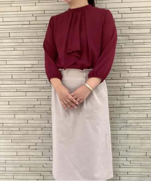 TOKYO SHIRTS（トウキョウシャツ）の「フリルボウタイ 七分袖カジュアルシャツ（シャツ/ブラウス・レディース・シルバーグレー/ワインレッド・M/L）」の16枚目の写真