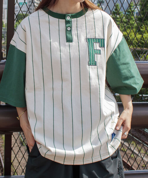 PHERROW'S DETROIT ストライプシャツ ベースボールシャツ ストライプ