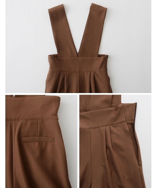 Re:EDIT（リエディ）の「[低身長/高身長サイズ有]ハイウエストVネックオールインワン（サロペット/オーバーオール・レディース・ブラック/ベージュ/ブラウン/ブラウン系/キャメル・MEDIUM/LARGE/SHORT/TALL）」の20枚目の写真