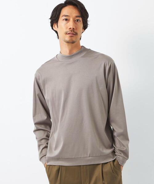 green label relaxing(グリーンレーベルリラクシング)の「クリアポンチ モックネック カットソー(Tシャツ/カットソー・メンズ・ホワイト/ブラック/ベージュ・S/M/L/XL)」の3枚目の写真