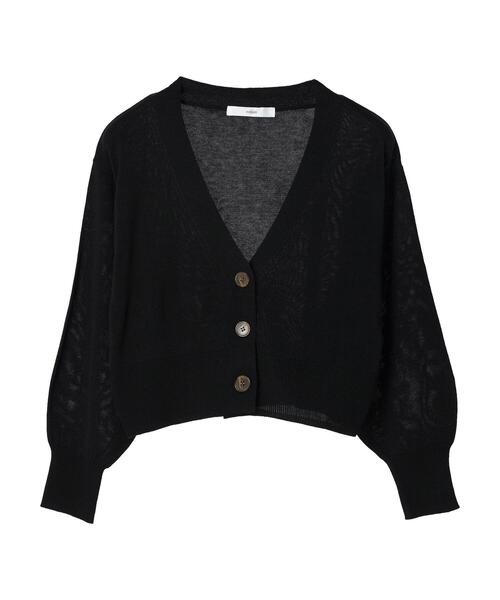 Green Parks(グリーンパークス)の「・novem 9 ショートVネックカーディガン(カーディガン/ボレロ・レディース・ブラック/パープル/ピンク/ブルー・FREE)」の8枚目の写真