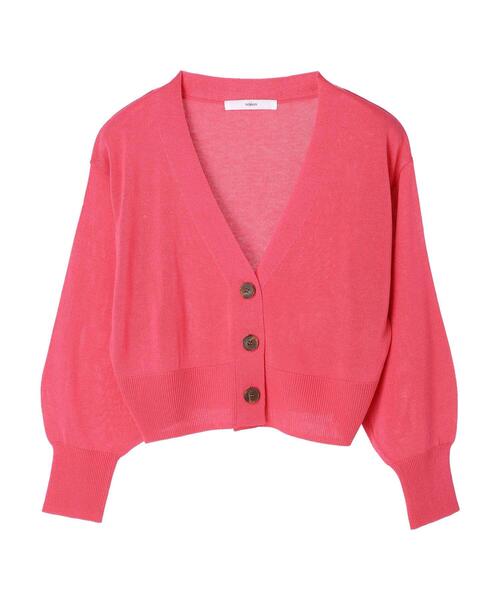 Green Parks(グリーンパークス)の「・novem 9 ショートVネックカーディガン(カーディガン/ボレロ・レディース・ブラック/パープル/ピンク/ブルー・FREE)」の7枚目の写真