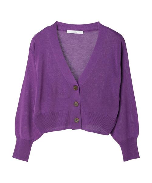 Green Parks(グリーンパークス)の「・novem 9 ショートVネックカーディガン(カーディガン/ボレロ・レディース・ブラック/パープル/ピンク/ブルー・FREE)」の5枚目の写真