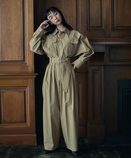 MATURED(マチュアード)の「【MATURED/マチュアード】ベルテッドタックワイドパンツ(その他パンツ・レディース・ブラック/ベージュ・1/2)」の3枚目の写真