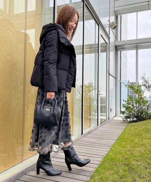 couture brooch（クチュールブローチ）の「◆【フード取り外し2WAY】あったか、ふわ軽　ダウンジャケット（ダウンジャケット/コート・レディース・ベビーピンク/ブラック/サックスブルー・36/40/38/42）」の7枚目の写真