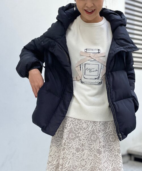 couture brooch（クチュールブローチ）の「◆【フード取り外し2WAY】あったか、ふわ軽　ダウンジャケット（ダウンジャケット/コート・レディース・ベビーピンク/ブラック/サックスブルー・36/40/38/42）」の12枚目の写真