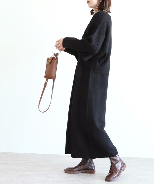 reca（レカ）の「ニットワンピース（ワンピース・レディース・アイボリー/ブラック/チャコール・M）」の13枚目の写真