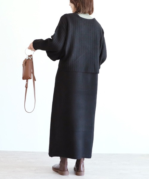 reca（レカ）の「ニットワンピース（ワンピース・レディース・アイボリー/ブラック/チャコール・M）」の14枚目の写真
