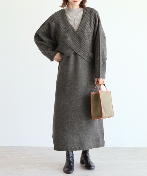 reca（レカ）の「ニットワンピース（ワンピース・レディース・アイボリー/ブラック/チャコール・M）」の18枚目の写真