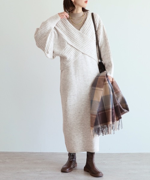 reca（レカ）の「ニットワンピース（ワンピース・レディース・アイボリー/ブラック/チャコール・M）」の7枚目の写真