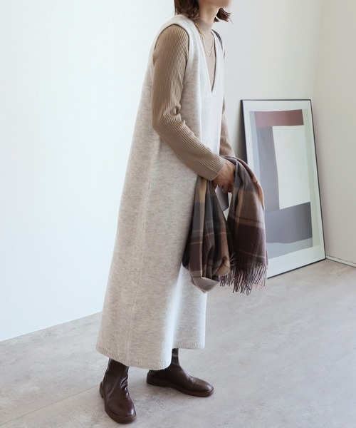 reca（レカ）の「ニットワンピース（ワンピース・レディース・アイボリー/ブラック/チャコール・M）」の10枚目の写真