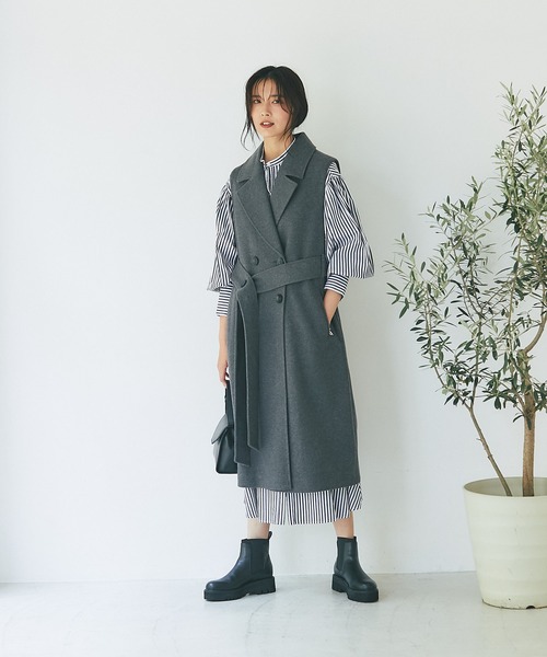 RIVE DROITE(リヴドロワ)の「裾の切り替えがポイント/切替ロングシャツワンピース(ワンピース・レディース・ネイビー/モスグリーン/ブルー・FREE)」の16枚目の写真