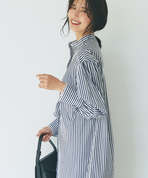 RIVE DROITE(リヴドロワ)の「裾の切り替えがポイント/切替ロングシャツワンピース(ワンピース・レディース・ネイビー/モスグリーン/ブルー・FREE)」の10枚目の写真
