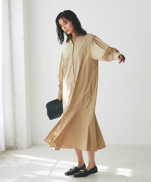 RIVE DROITE(リヴドロワ)の「裾の切り替えがポイント/切替ロングシャツワンピース(ワンピース・レディース・ネイビー/モスグリーン/ブルー・FREE)」の12枚目の写真