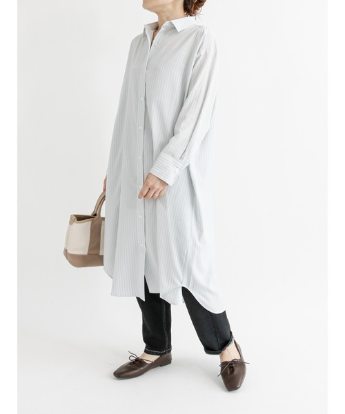 Samansa Mos2 blue（サマンサモスモスブルー）の「マルチスタイルシャツワンピース（ワンピース・レディース・ベージュ/モカ/ブルー/グレー/ブラウン/カーキ/オフホワイト・MEDIUM/LARGE）」の3枚目の写真