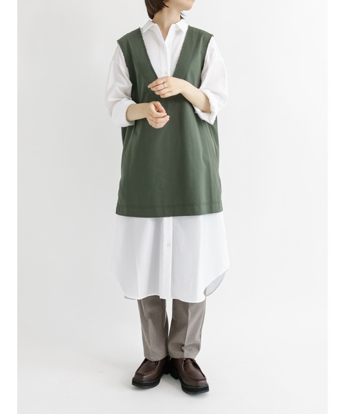 Samansa Mos2 blue（サマンサモスモスブルー）の「マルチスタイルシャツワンピース（ワンピース・レディース・ベージュ/モカ/ブルー/グレー/ブラウン/カーキ/オフホワイト・MEDIUM/LARGE）」の2枚目の写真