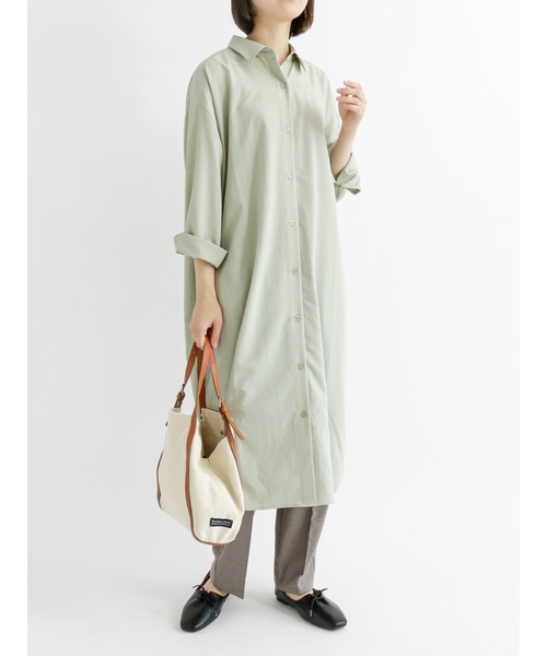 Samansa Mos2 blue（サマンサモスモスブルー）の「マルチスタイルシャツワンピース（ワンピース・レディース・ベージュ/モカ/ブルー/グレー/ブラウン/カーキ/オフホワイト・MEDIUM/LARGE）」の6枚目の写真