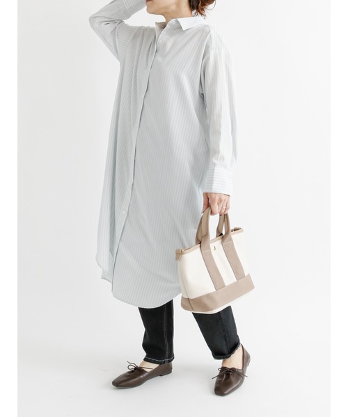 Samansa Mos2 blue（サマンサモスモスブルー）の「マルチスタイルシャツワンピース（ワンピース・レディース・ベージュ/モカ/ブルー/グレー/ブラウン/カーキ/オフホワイト・MEDIUM/LARGE）」の10枚目の写真