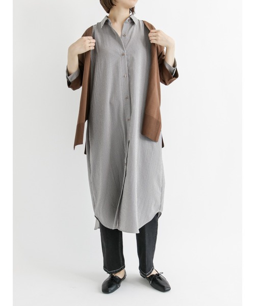 Samansa Mos2 blue（サマンサモスモスブルー）の「マルチスタイルシャツワンピース（ワンピース・レディース・ベージュ/モカ/ブルー/グレー/ブラウン/カーキ/オフホワイト・MEDIUM/LARGE）」の11枚目の写真