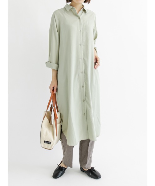 Samansa Mos2 blue（サマンサモスモスブルー）の「マルチスタイルシャツワンピース（ワンピース・レディース・ベージュ/モカ/ブルー/グレー/ブラウン/カーキ/オフホワイト・MEDIUM/LARGE）」の18枚目の写真