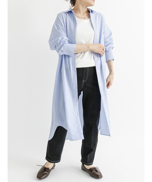 Samansa Mos2 blue（サマンサモスモスブルー）の「マルチスタイルシャツワンピース（ワンピース・レディース・ベージュ/モカ/ブルー/グレー/ブラウン/カーキ/オフホワイト・MEDIUM/LARGE）」の19枚目の写真