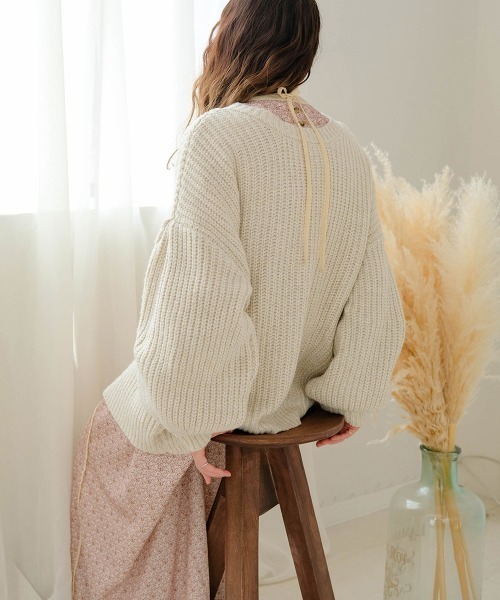 Bab（バブ）の「２WAYボリュームニットカーディガン（カーディガン/ボレロ・レディース・ブラウン/ピンク/イエロー/グリーン/アイボリー・FREE）」の20枚目の写真