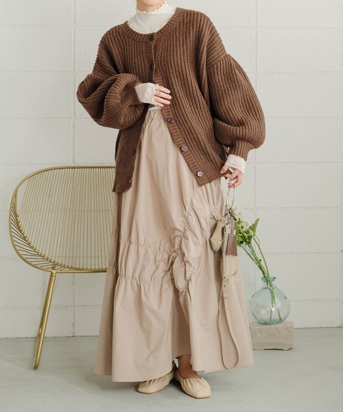 Bab（バブ）の「２WAYボリュームニットカーディガン（カーディガン/ボレロ・レディース・ブラウン/ピンク/イエロー/グリーン/アイボリー・FREE）」の13枚目の写真