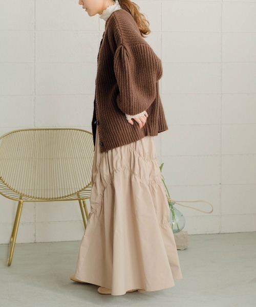 Bab（バブ）の「２WAYボリュームニットカーディガン（カーディガン/ボレロ・レディース・ブラウン/ピンク/イエロー/グリーン/アイボリー・FREE）」の7枚目の写真