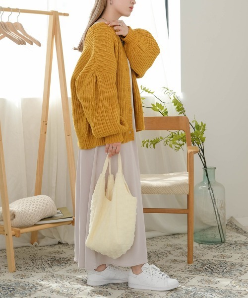 Bab（バブ）の「２WAYボリュームニットカーディガン（カーディガン/ボレロ・レディース・ブラウン/ピンク/イエロー/グリーン/アイボリー・FREE）」の10枚目の写真