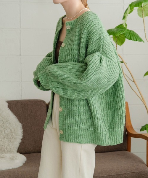 Bab（バブ）の「２WAYボリュームニットカーディガン（カーディガン/ボレロ・レディース・ブラウン/ピンク/イエロー/グリーン/アイボリー・FREE）」の22枚目の写真