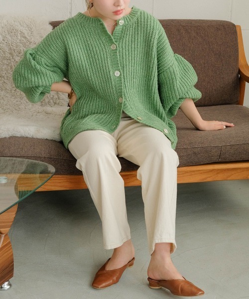 Bab（バブ）の「２WAYボリュームニットカーディガン（カーディガン/ボレロ・レディース・ブラウン/ピンク/イエロー/グリーン/アイボリー・FREE）」の9枚目の写真