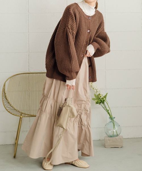 Bab（バブ）の「２WAYボリュームニットカーディガン（カーディガン/ボレロ・レディース・ブラウン/ピンク/イエロー/グリーン/アイボリー・FREE）」の19枚目の写真