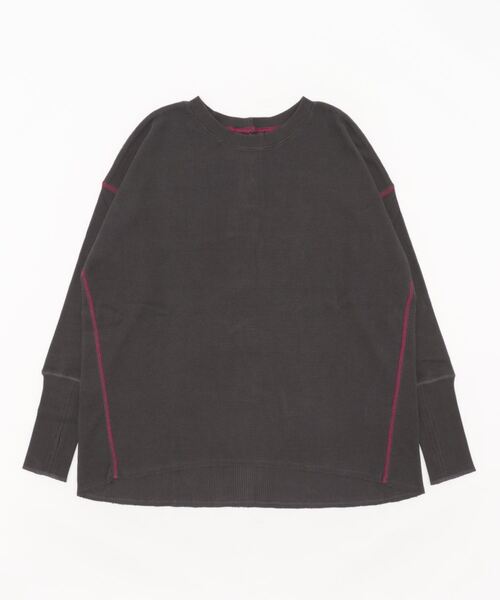 Q（キュー）の「ヘンリーネックサーマルロンT（Tシャツ/カットソー・レディース・チャコールグレー/アイボリー・MEDIUM）」の11枚目の写真