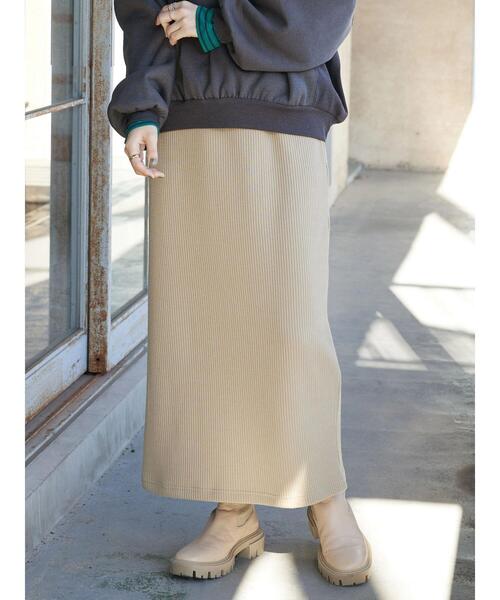 CRAFT STANDARD BOUTIQUE(クラフトスタンダードブティック)の「リブロングスカート *◆(スカート・レディース・ベージュ/グリーン/ブラック/チャコールグレー・M/L)」の7枚目の写真
