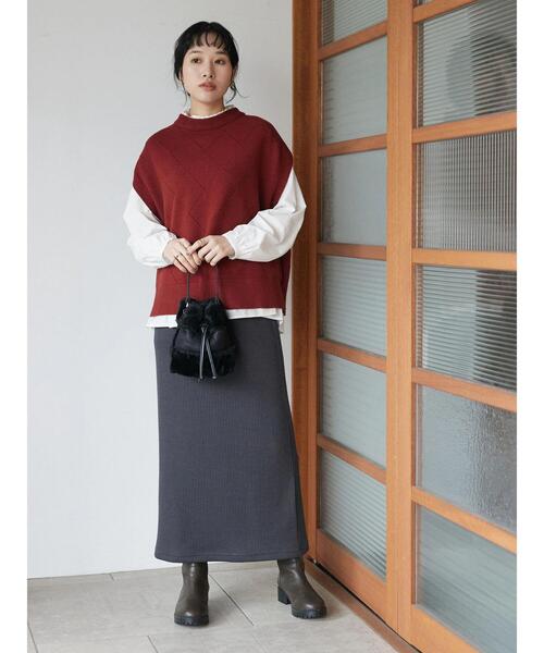 CRAFT STANDARD BOUTIQUE(クラフトスタンダードブティック)の「リブロングスカート *◆(スカート・レディース・ベージュ/グリーン/ブラック/チャコールグレー・M/L)」の12枚目の写真