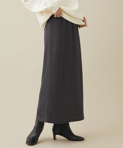 CRAFT STANDARD BOUTIQUE(クラフトスタンダードブティック)の「リブロングスカート *◆(スカート・レディース・ベージュ/グリーン/ブラック/チャコールグレー・M/L)」の3枚目の写真