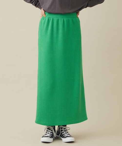 CRAFT STANDARD BOUTIQUE(クラフトスタンダードブティック)の「リブロングスカート *◆(スカート・レディース・ベージュ/グリーン/ブラック/チャコールグレー・M/L)」の1枚目の写真