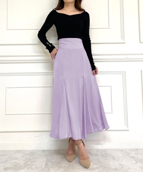 新品未使用品【クラシックサテンフレアスカート】 サテンフレアロングスカート フレアスカート ロング スカート サテン