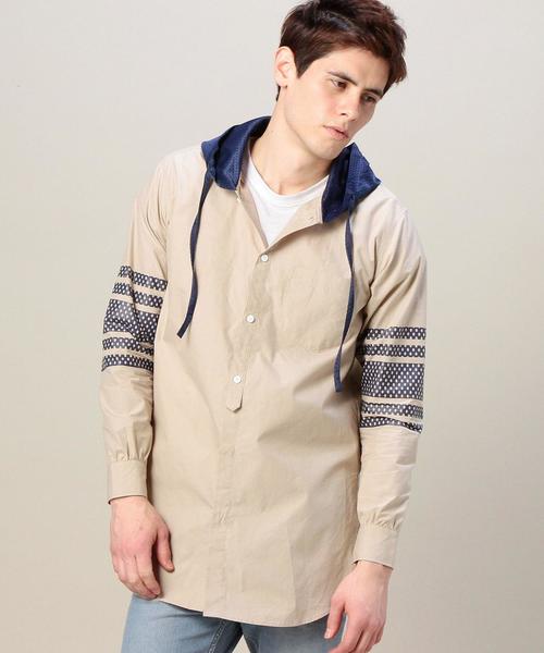 BEAUTY&YOUTH UNITED ARROWS（ビューティーアンドユースユナイテッドアローズ）の「【別注】＜VOTE MAKE NEW CLOTHES＞ HOOD LONG SHT BY/シャツ◆（シャツ/ブラウス・メンズ・ホワイト/ベージュ・MEDIUM/SMALL）」の2枚目の写真