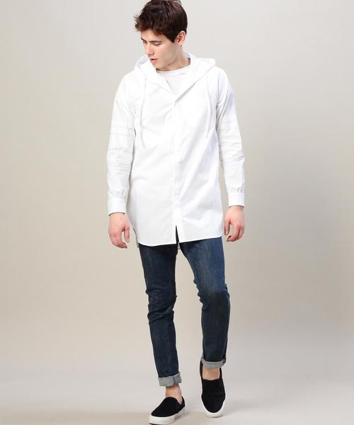 BEAUTY&YOUTH UNITED ARROWS（ビューティーアンドユースユナイテッドアローズ）の「【別注】＜VOTE MAKE NEW CLOTHES＞ HOOD LONG SHT BY/シャツ◆（シャツ/ブラウス・メンズ・ホワイト/ベージュ・MEDIUM/SMALL）」の6枚目の写真