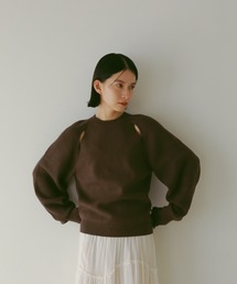 ラグランスリットニットトップス