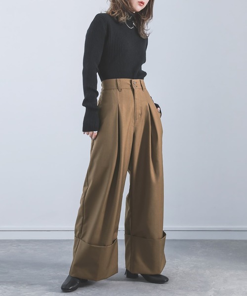 osharewalker（オシャレウォーカー）の「【廃盤】『ロールアップデザインタックワイドパンツ』（その他パンツ・レディース・ブラック/チャコールグレー/ブラウン・1/2）」の8枚目の写真